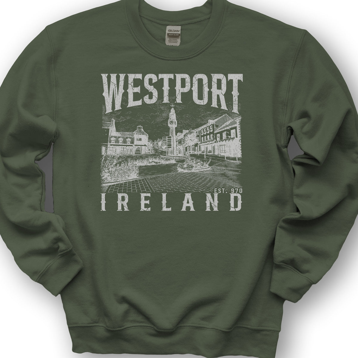 Westport Ireland Sketch Sweatshirt - Military Green