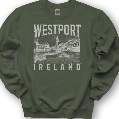 Westport Ireland Sketch Sweatshirt - Military Green