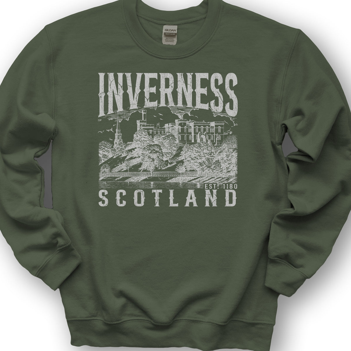Inverness Scotland Sketch Sweatshirt - Military Green