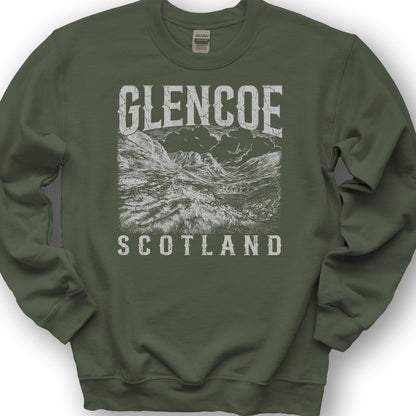 Glencoe Scotland Sketch Sweatshirt - Military Green