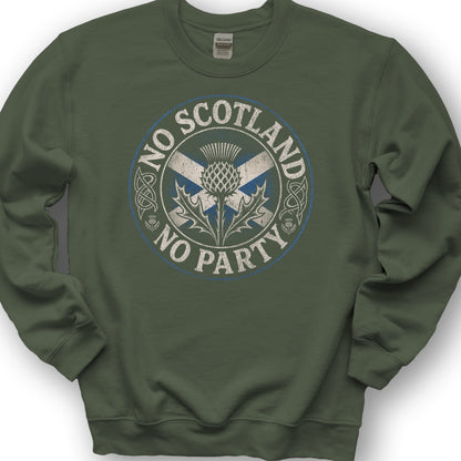 Scotland No Party Badge Sweatshirt - Military Green