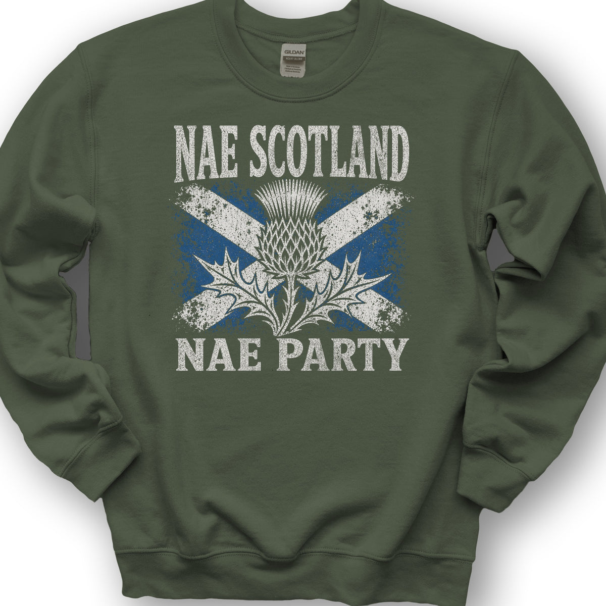 Nae Scotland Vintage Flag Sweatshirt - Military Green