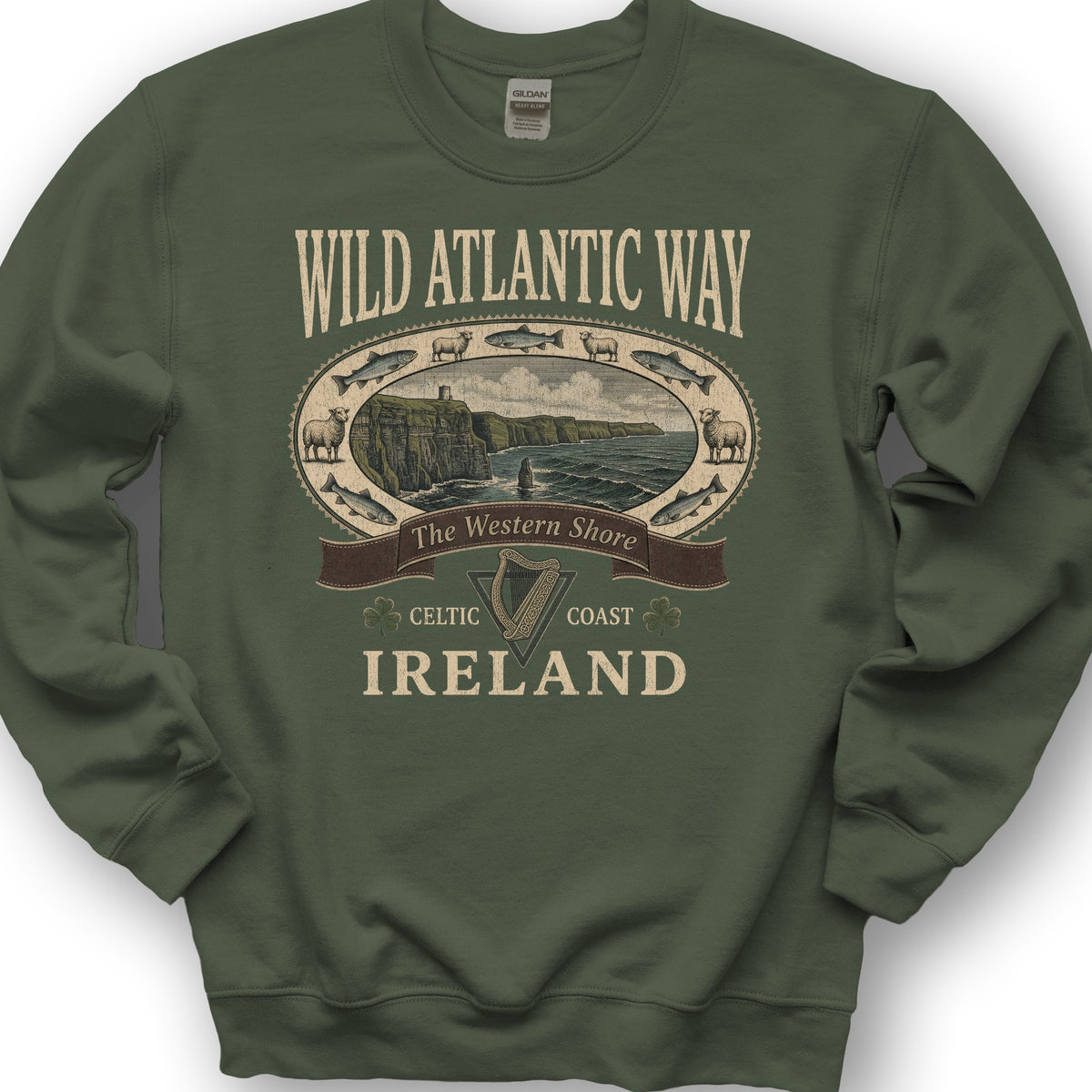 Wild Atlantic Way Heritage Sweatshirt - Military Green