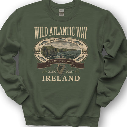 Wild Atlantic Way Heritage Sweatshirt - Military Green