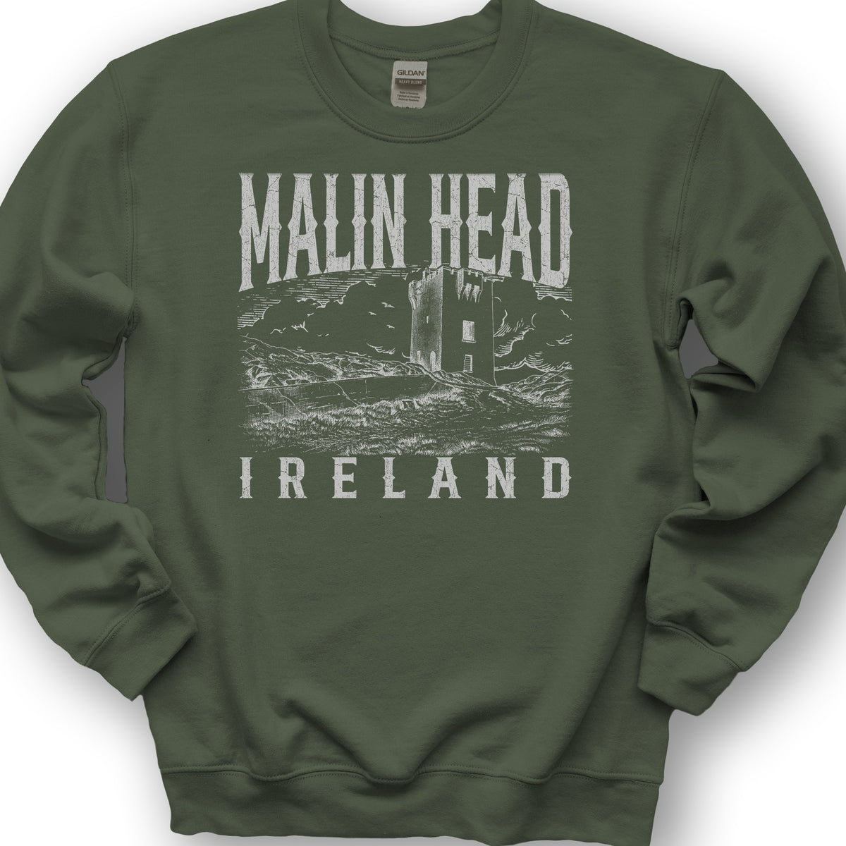 Malin Head Ireland Sketch Sweatshirt - Military Green
