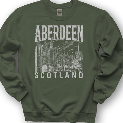 Aberdeen Scotland Sketch Sweatshirt - Military Green