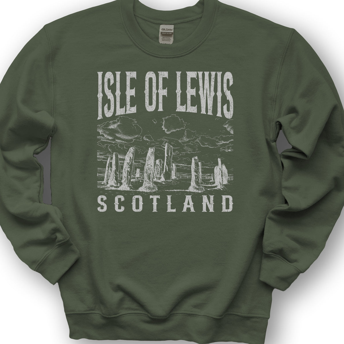 Isle of Lewis Scotland Sketch Sweatshirt - Military Green