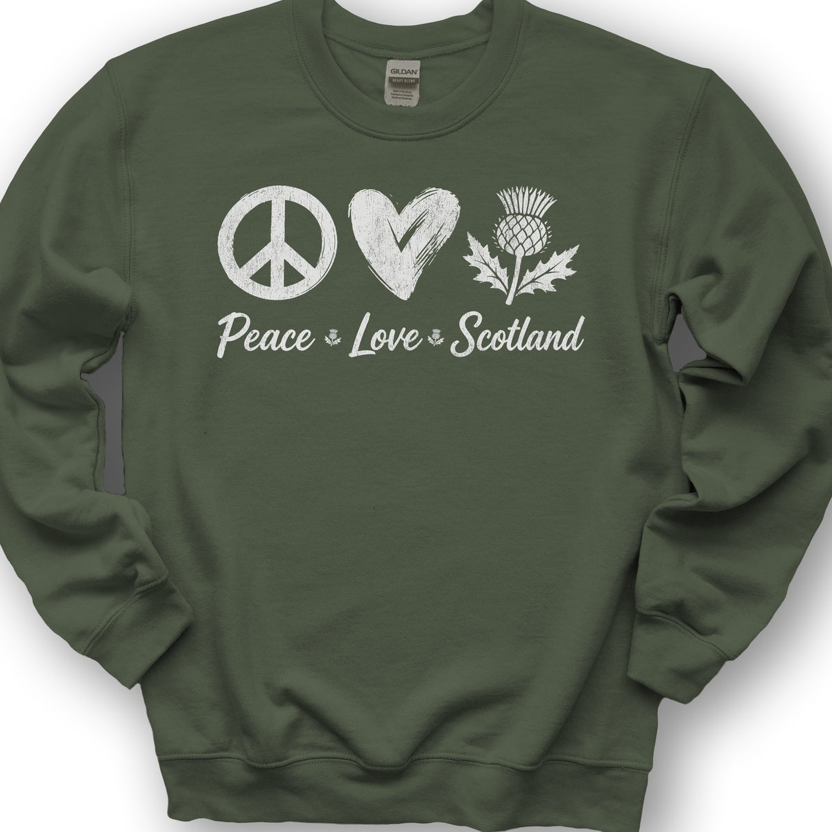 Peace Love Scotland Sweatshirt - Military Green