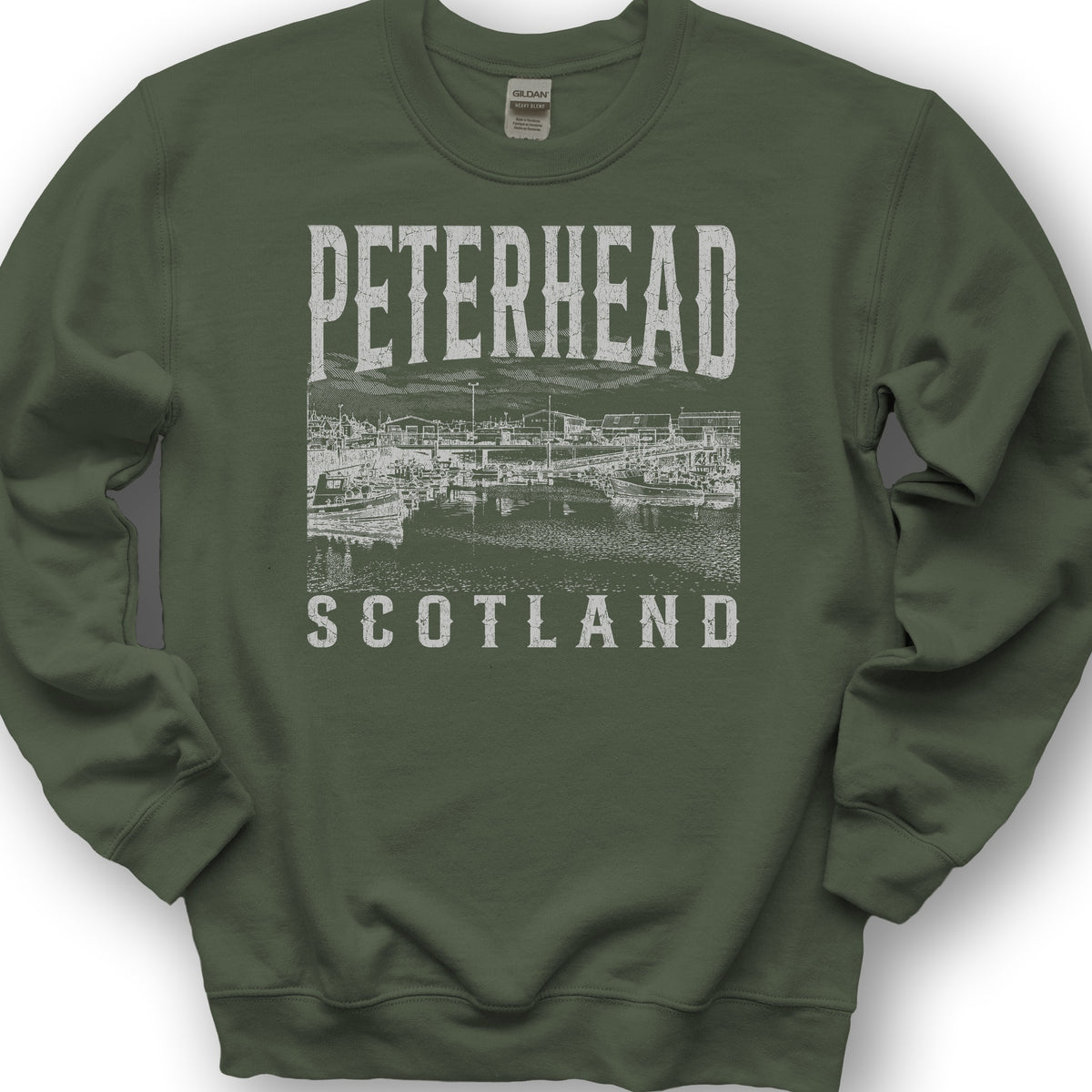 Peterhead Scotland Sketch Sweatshirt - Military Green