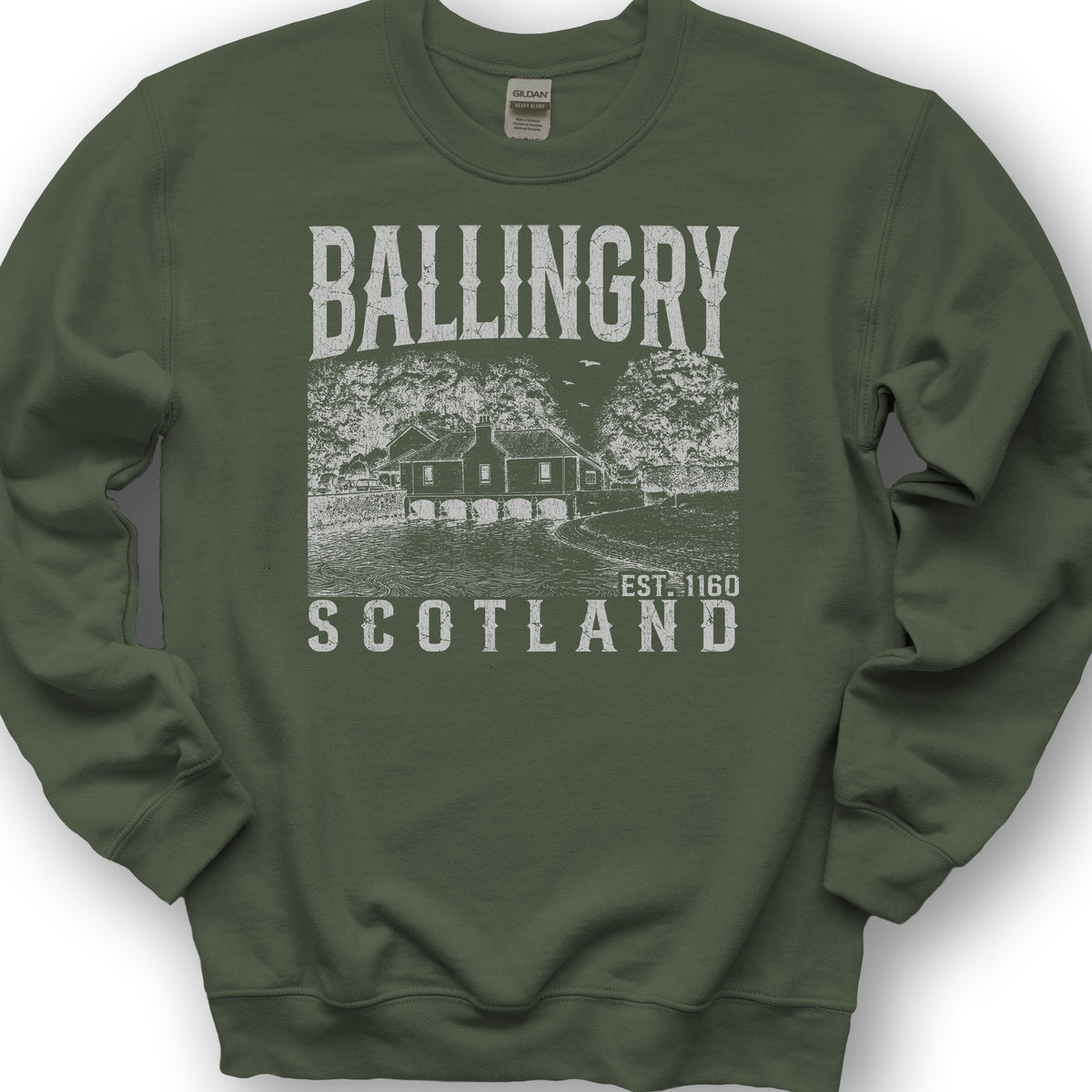 Ballingry Scotland Sketch Sweatshirt - Military Green