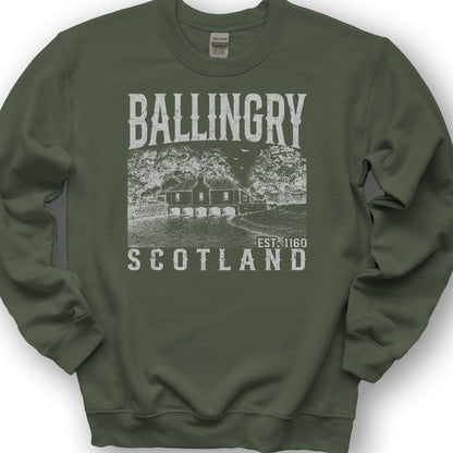 Ballingry Scotland Sketch Sweatshirt - Military Green