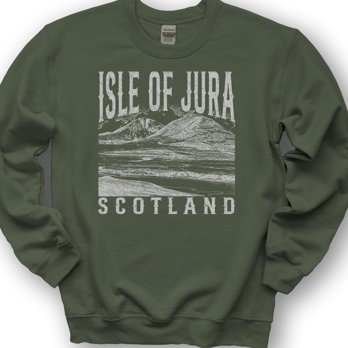 Isle of Jura Scotland Sketch Sweatshirt - Military Green