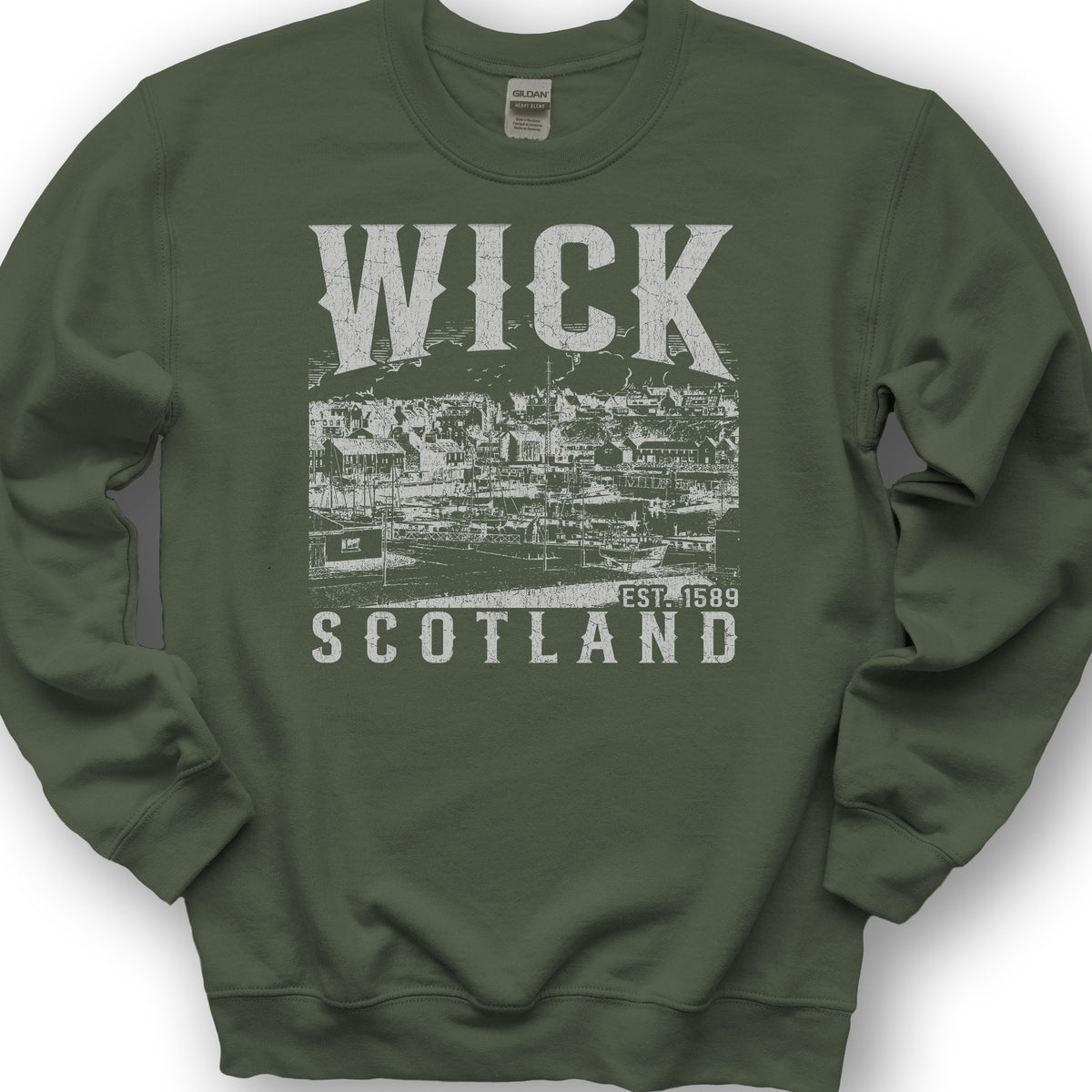 Wick Scotland Sketch Sweatshirt - Military Green