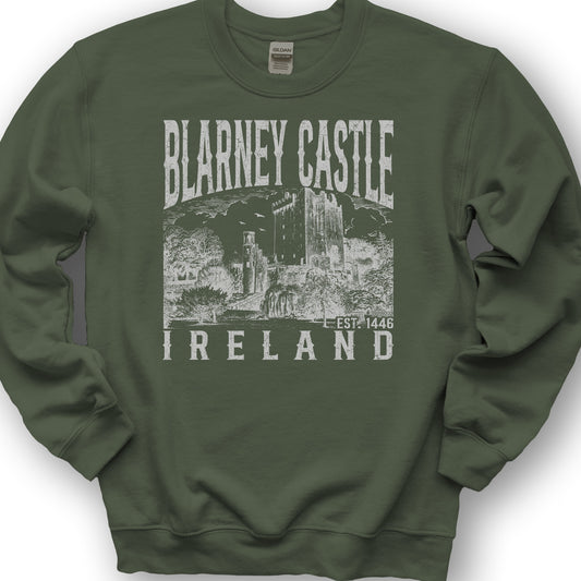 Blarney Castle Ireland Sketch Sweatshirt - Military Green