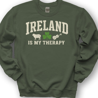 Ireland Is My Therapy Sweatshirt - Military Green