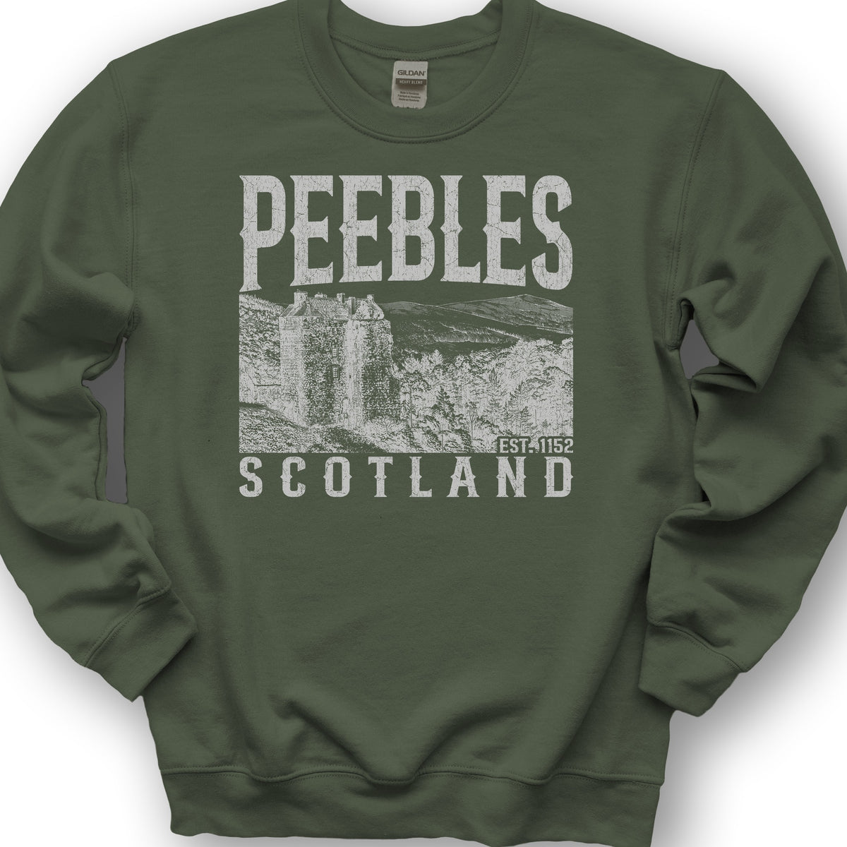 Peebles Scotland Sketch Sweatshirt - Military Green
