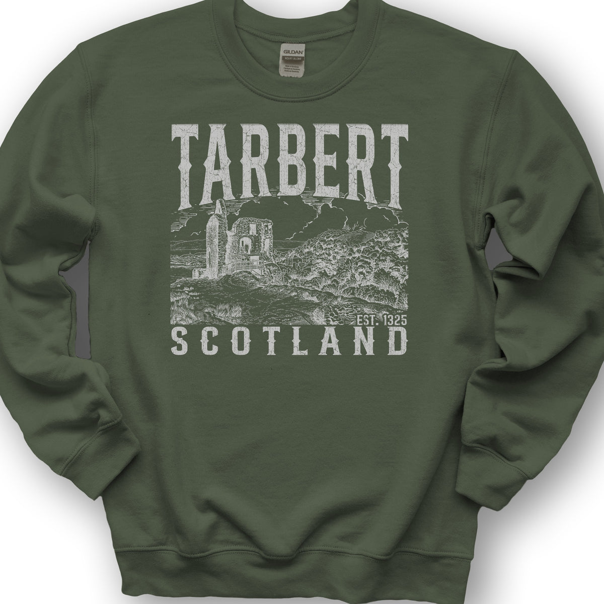Tarbert Scotland Sketch Sweatshirt - Military Green