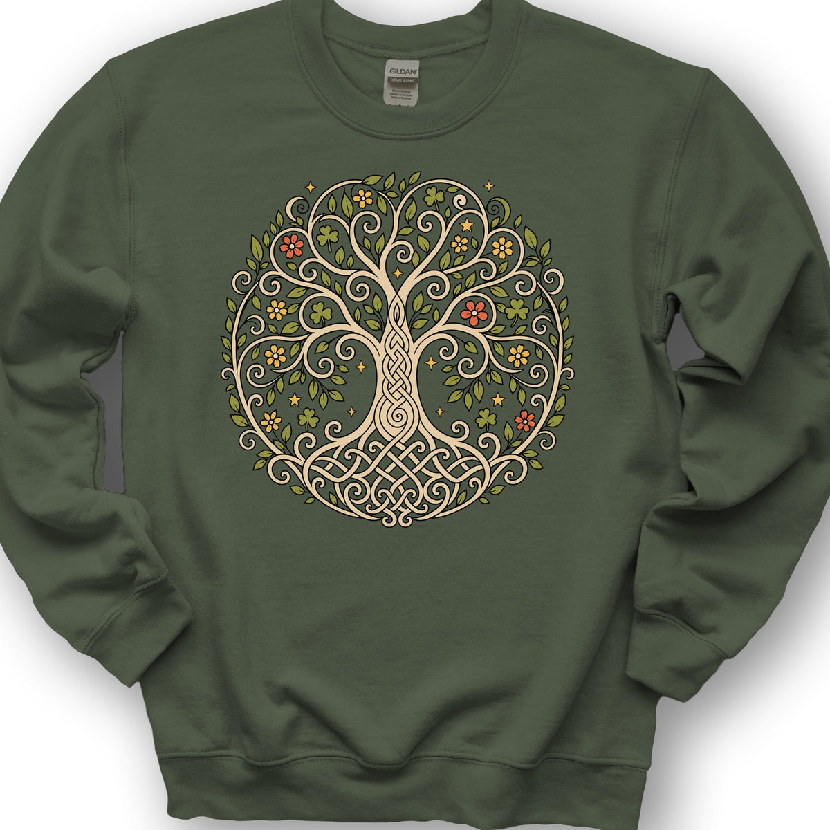 Celtic Tree of Life Sweatshirt - Military Green
