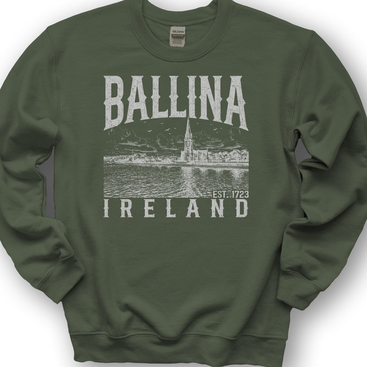 Ballina Ireland Sketch Sweatshirt - Military Green