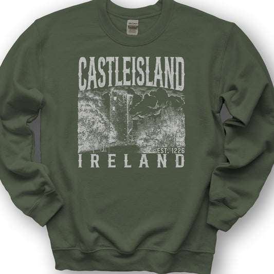 Castleisland Ireland Sketch Sweatshirt - Military Green