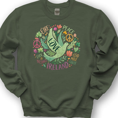 Ireland Peace Dove Sweatshirt - Military Green