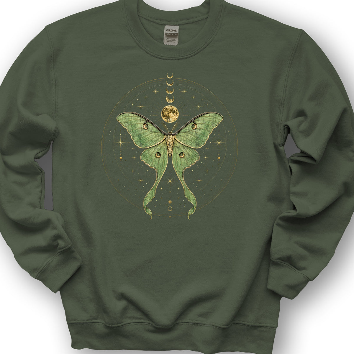 Mystic Lunar Moth Sweatshirt - Military Green