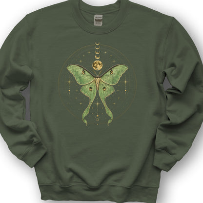 Mystic Lunar Moth Sweatshirt - Military Green