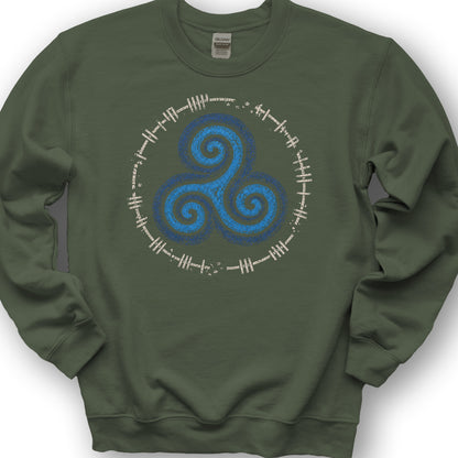 Celtic Triskele Sweatshirt - Military Green