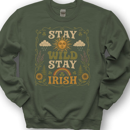 Stay Wild Stay Irish Sweatshirt - Military Green