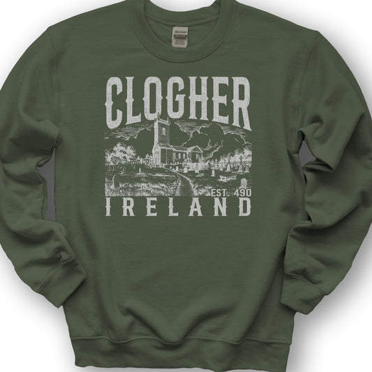 Clogher Ireland Sketch Sweatshirt - Military Green