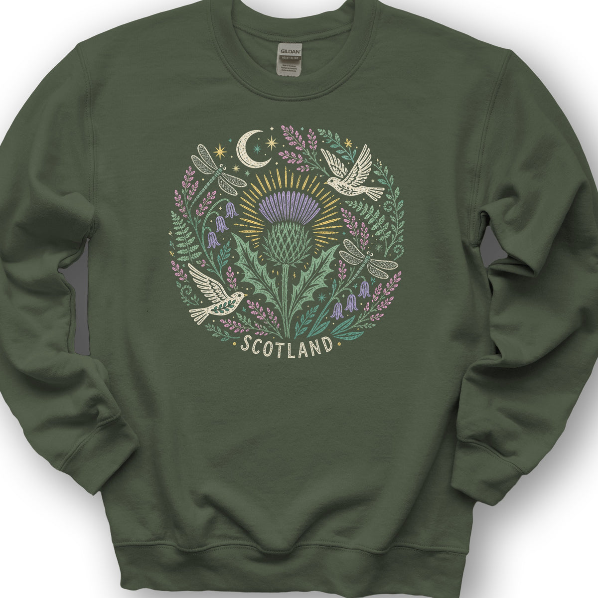 Scotland Thistle Doves Sweatshirt - Military Green