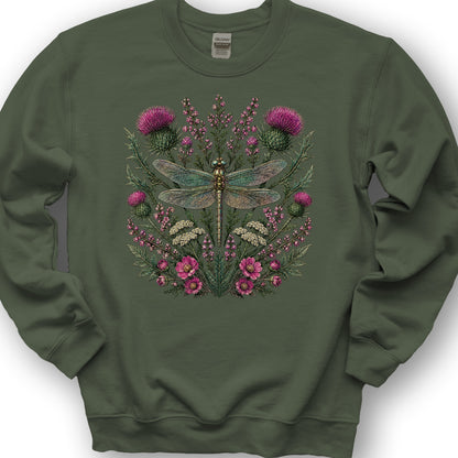 Wild Dragonfly Thistle Sweatshirt - Military Green