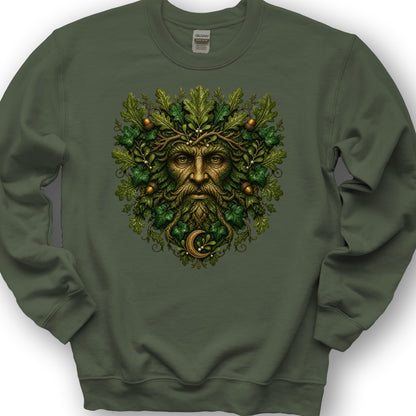 Green Man Moon Sweatshirt - Military Green
