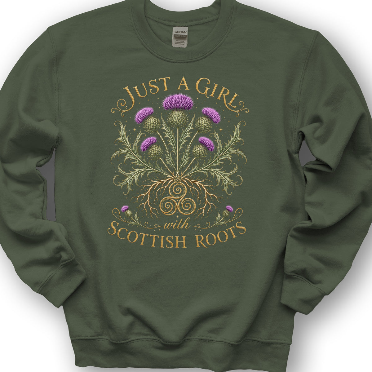 Scottish Roots Girl Sweatshirt - Military Green