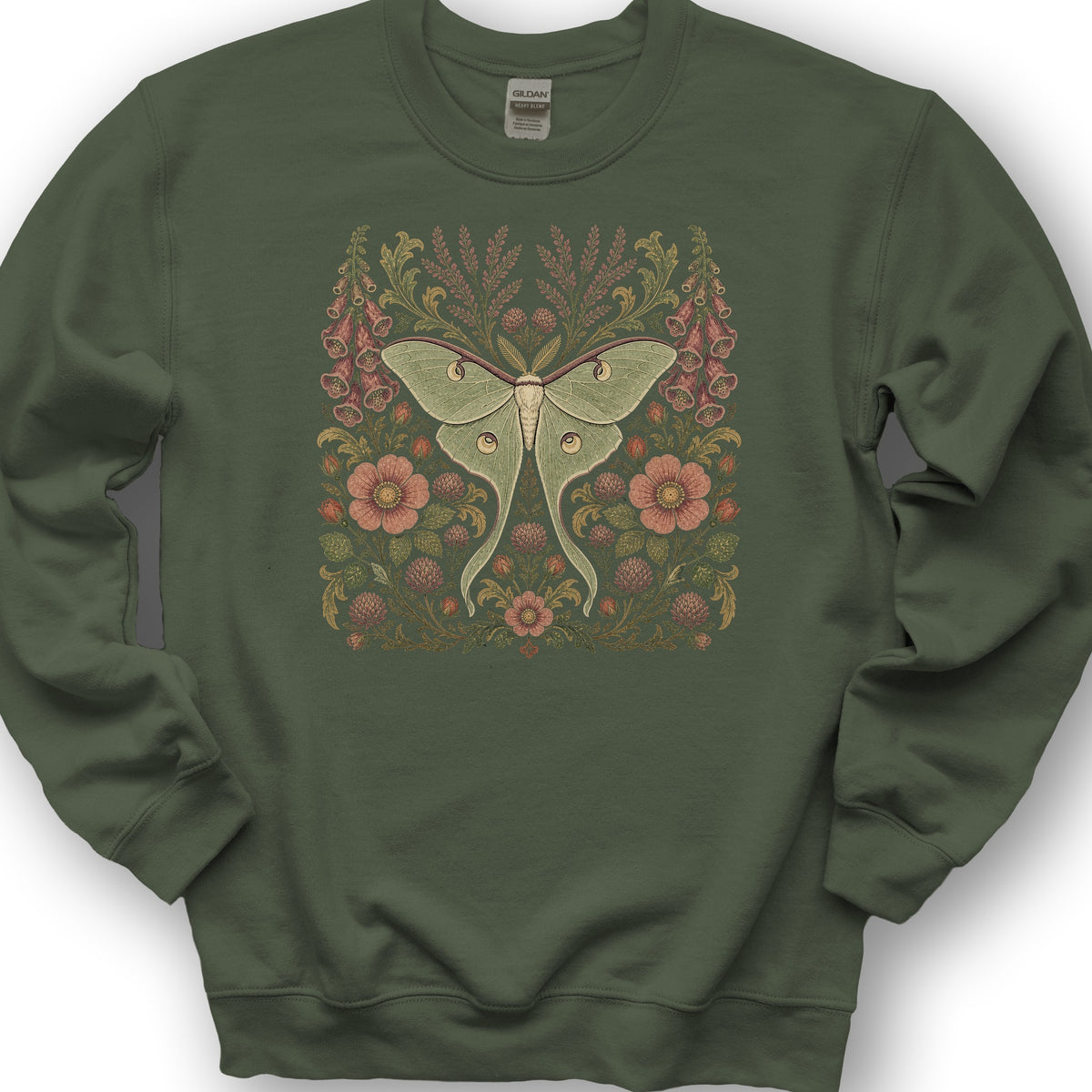 Luna Florals Sweatshirt - Military Green