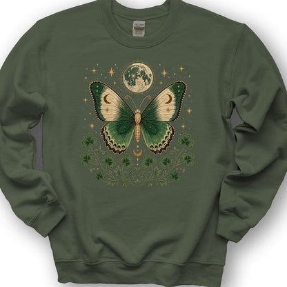 Shamrock Moon Butterfly Sweatshirt - Military Green