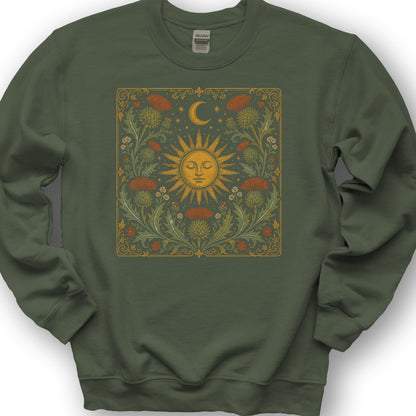 Celestial Thistles Sweatshirt - Military Green