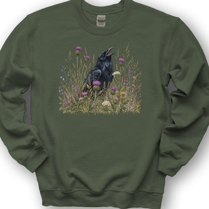 Botanical Raven Sweatshirt - Military Green