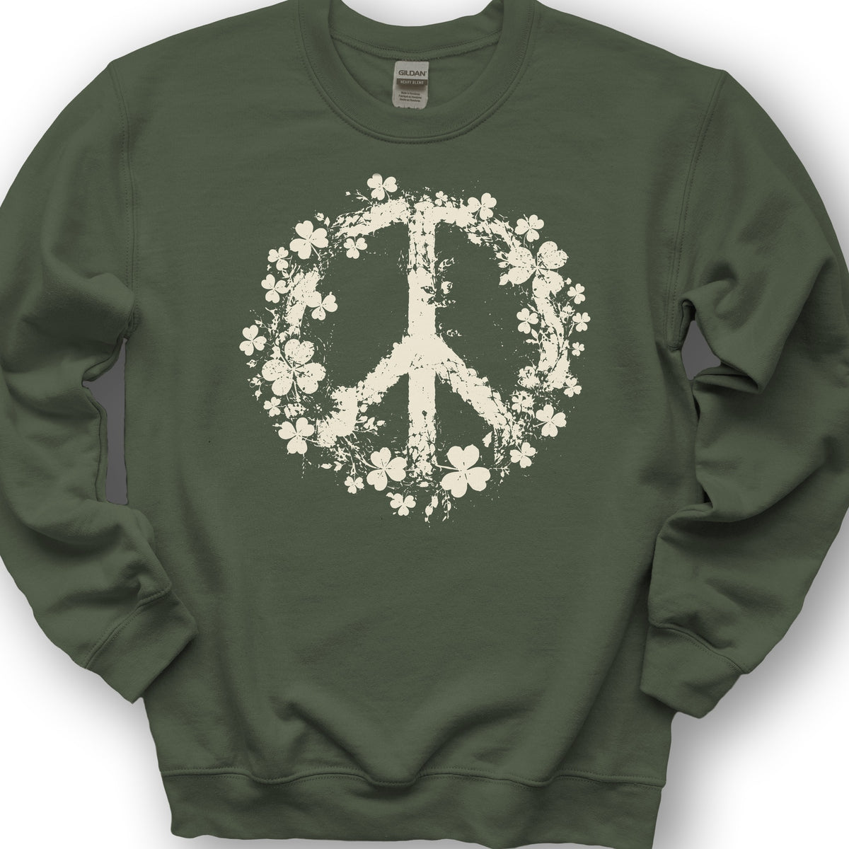 Shamrock Peace Sweatshirt - Military Green
