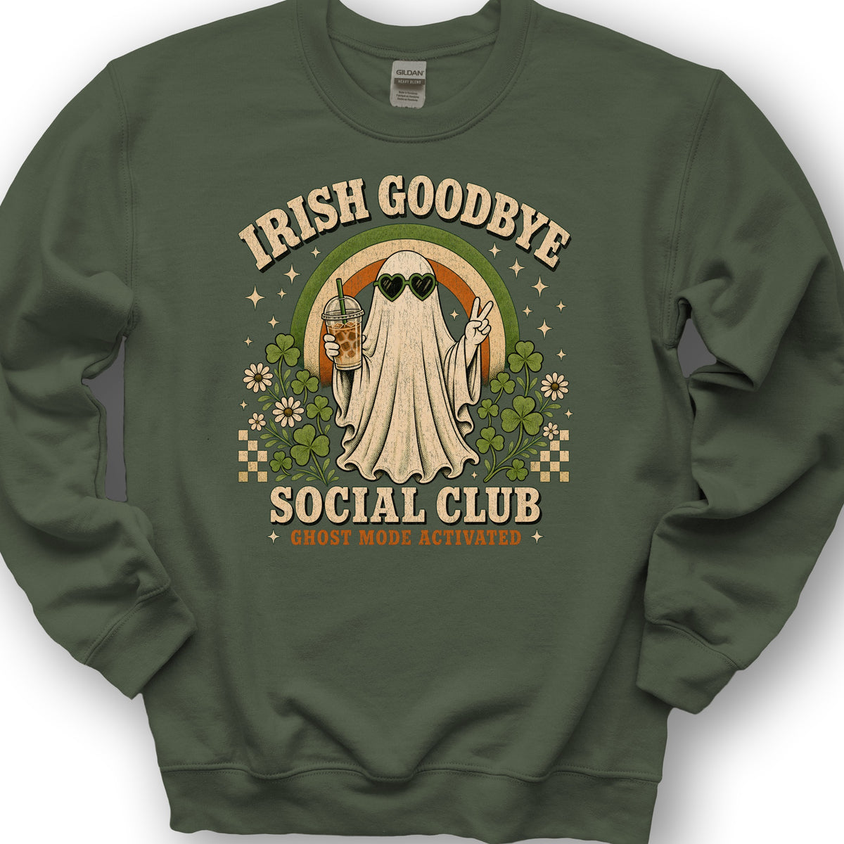 Irish Goodbye Ghost Mode Sweatshirt - Military Green