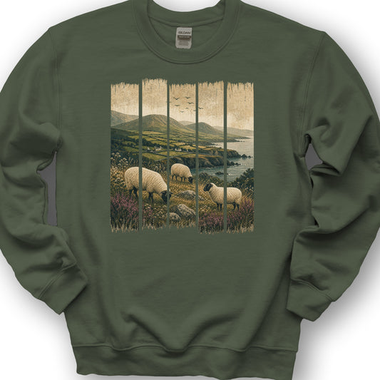 Ireland Sheep Panels Sweatshirt - Military Green
