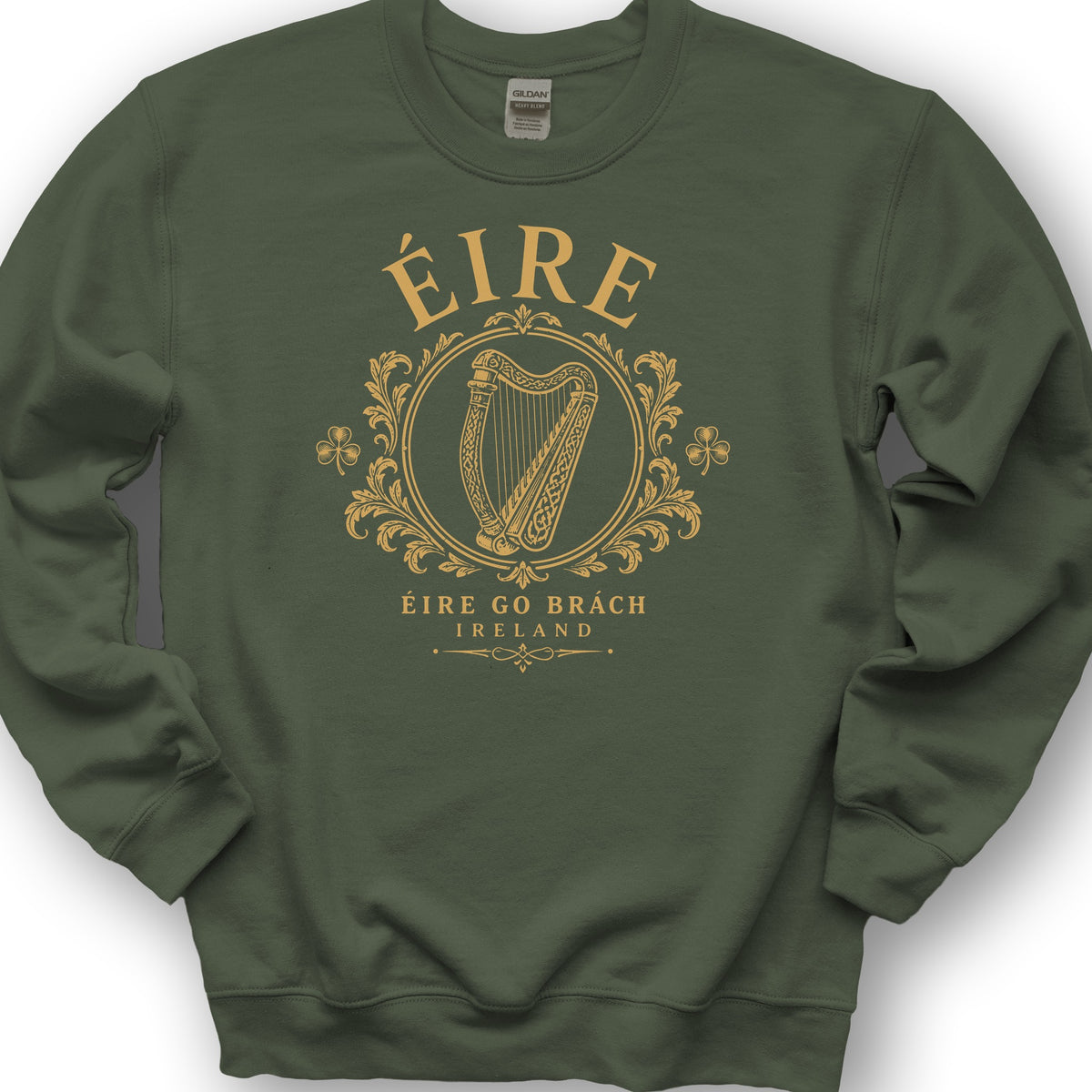 Éire Harp Laurels Sweatshirt - Military Green