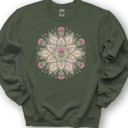 Thistle Mandala Sweatshirt - Military Green