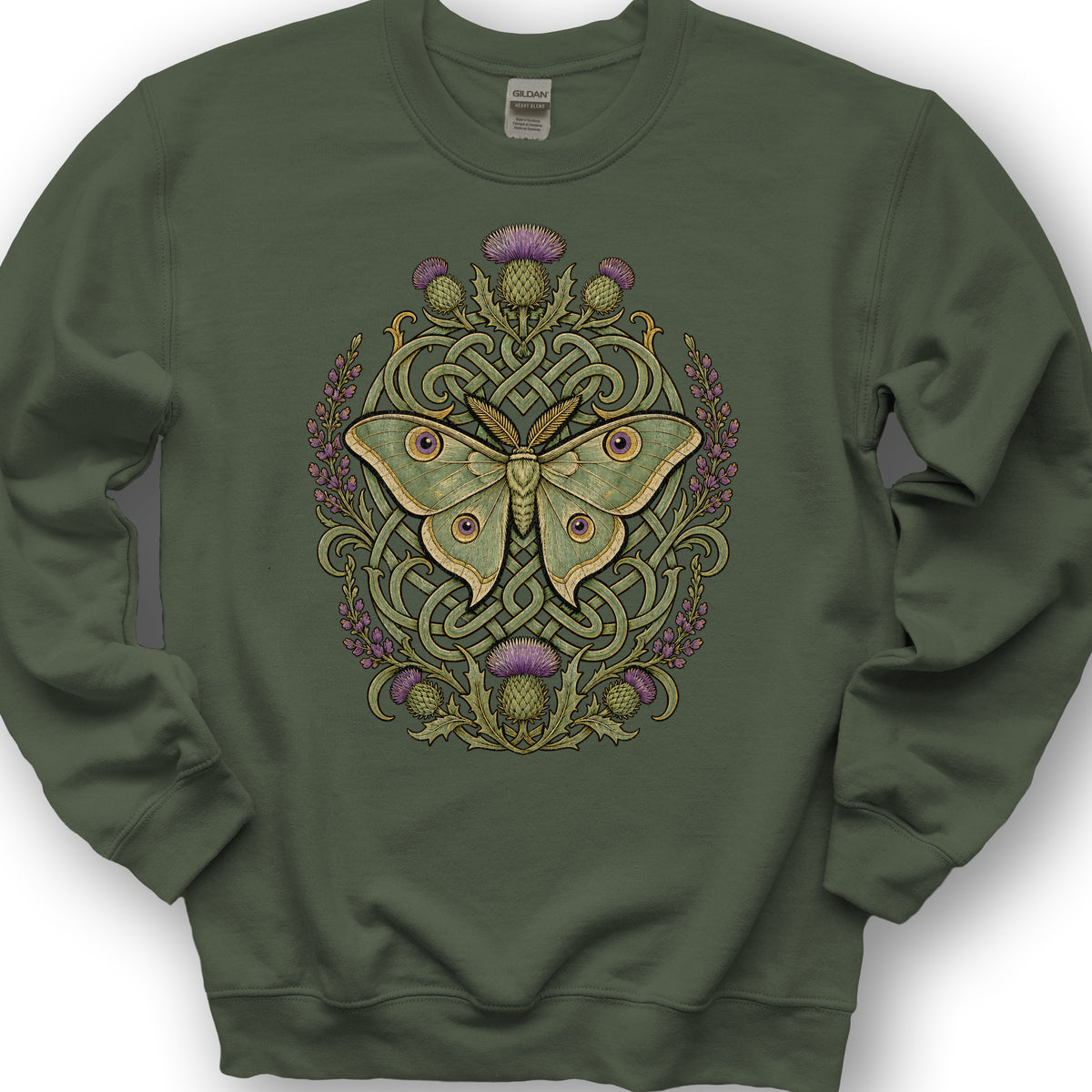 Emperor Moth Thistle Sweatshirt - Military Green