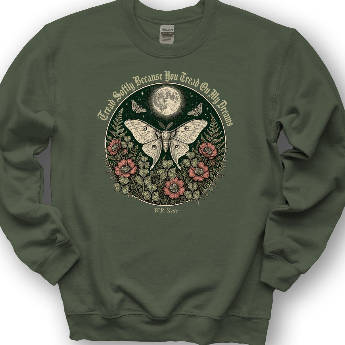 Yeats Moon Moth Sweatshirt - Military Green