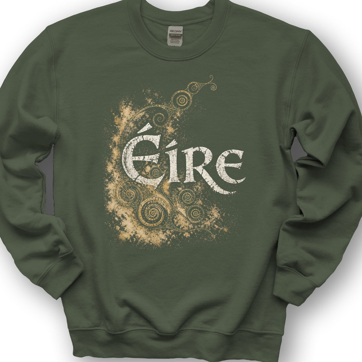 Éire Ancient Spirals Sweatshirt - Military Green