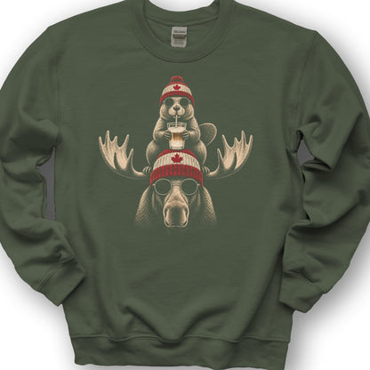 Beaver Moose Canada Sweatshirt - Military Green