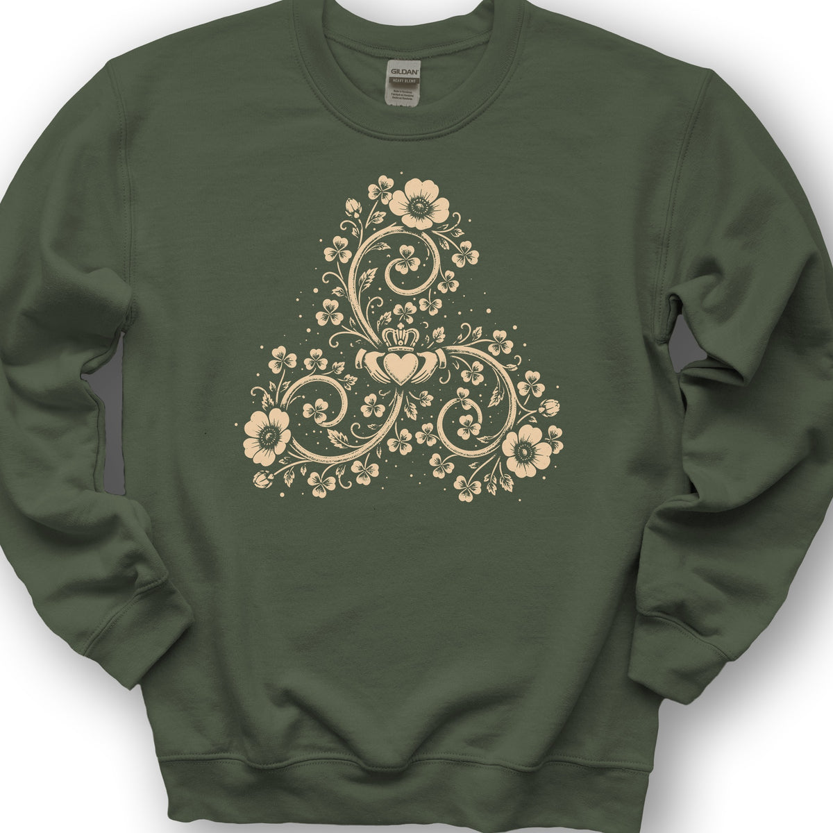 Triskele Shamrock Spiral Sweatshirt - Military Green