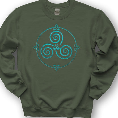 Celtic Triskele Spiral Sweatshirt - Military Green