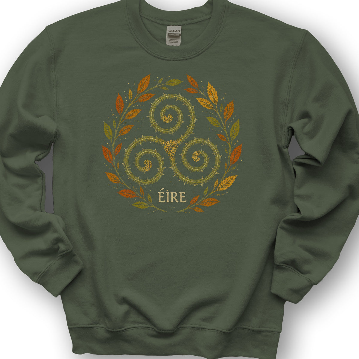 Éire Autumn Spiral Sweatshirt - Military Green